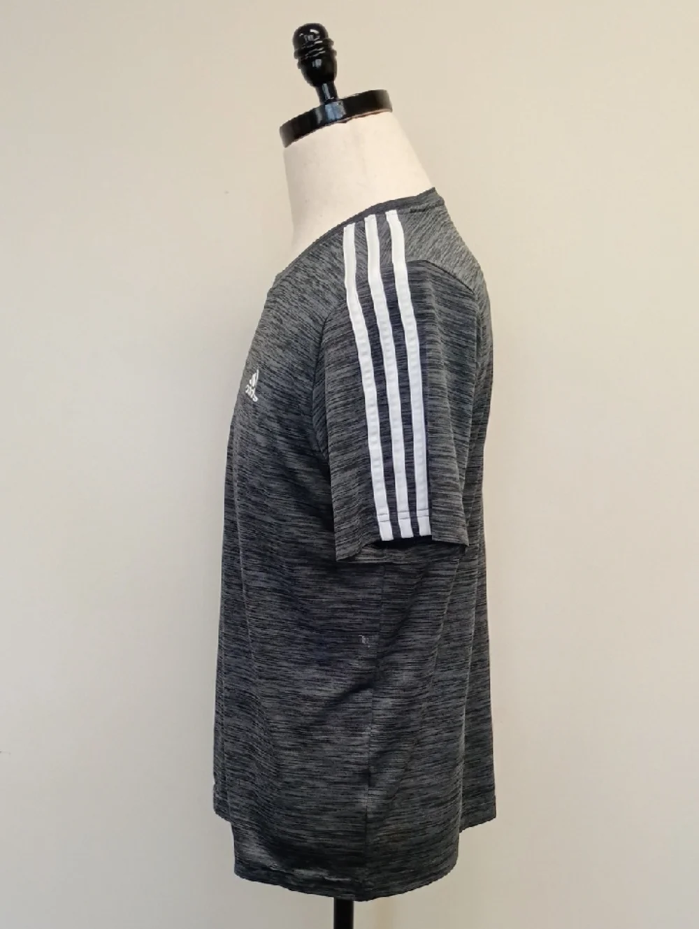 Adidas Primegreen Aeroready Shirt Heather Gray 3 Stripe Athletic Tee Size Small
